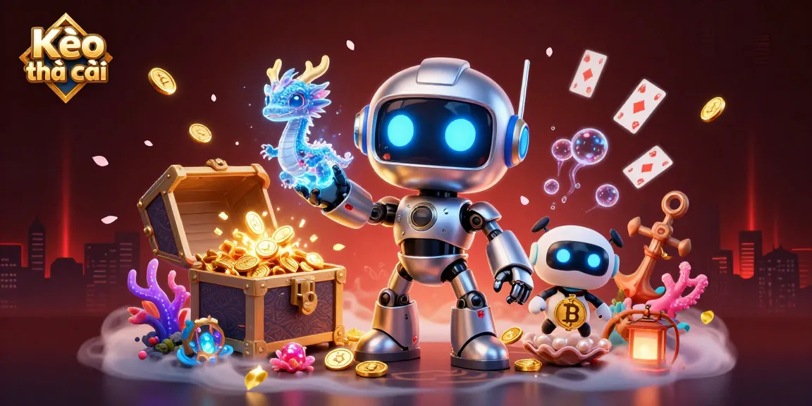 Experience Kèo nhà cái with a vibrant 3D digital illustration featuring animated gaming elements.