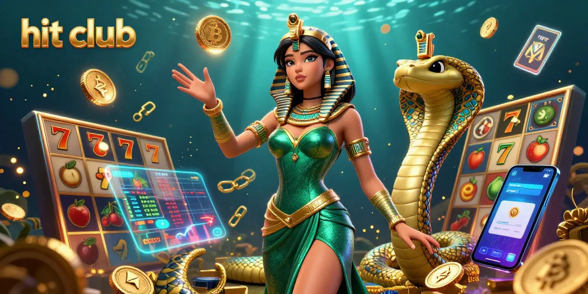 Experience the thrill of winning at hit club with vibrant slot reels and glowing crypto elements in stunning 3D!