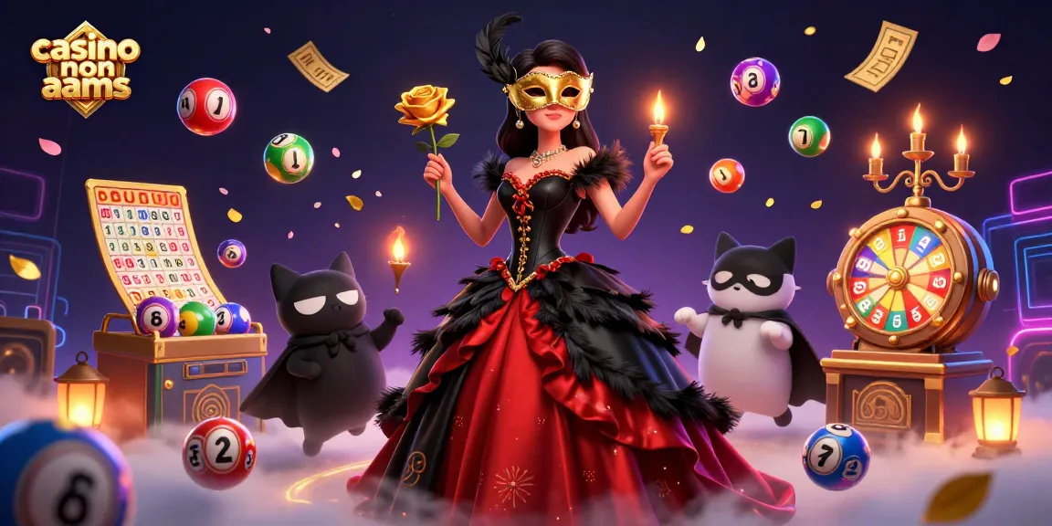 Scena coinvolgente con elementi di casino non AAMS, che mostra attività di lotteria vivaci con personaggi vibranti.