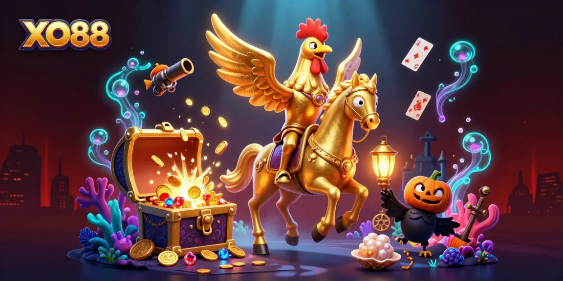 Engage in the thrilling XO88 experience with vibrant casino elements and captivating characters.